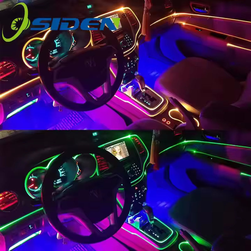 El Wire Blue Interior Car LED Strip Lights 1/3/5M Neon Wire DC12V for Automotive Car Interior Decor Sewing Edge Car LED Strip