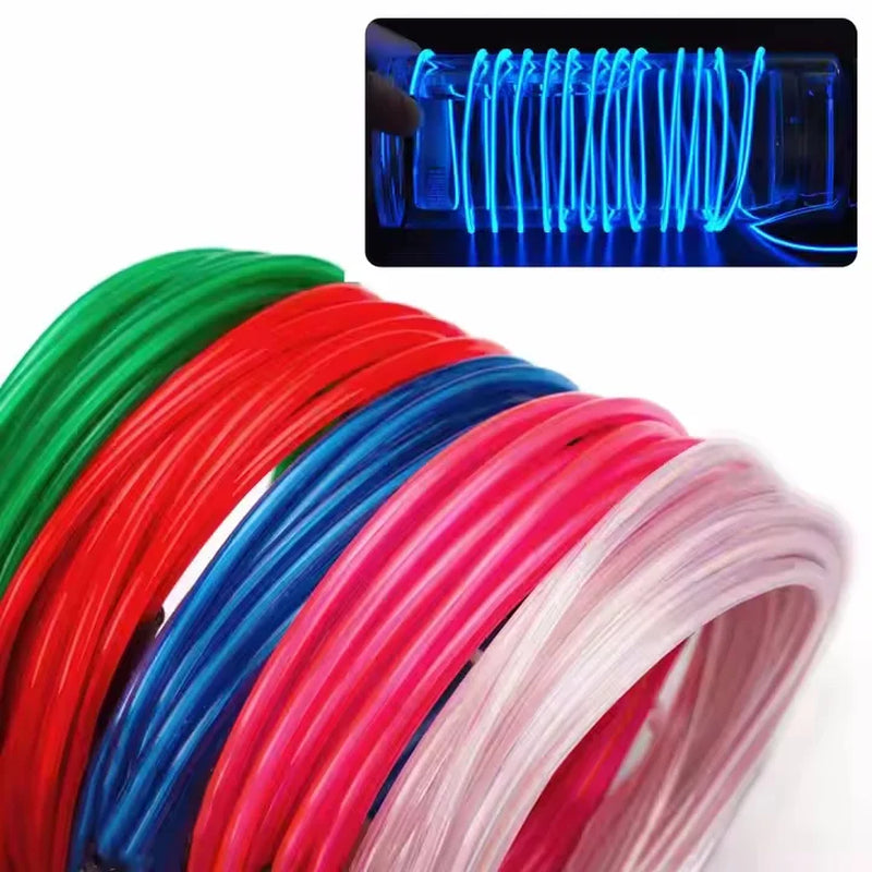 El Wire Blue Interior Car LED Strip Lights 1/3/5M Neon Wire DC12V for Automotive Car Interior Decor Sewing Edge Car LED Strip