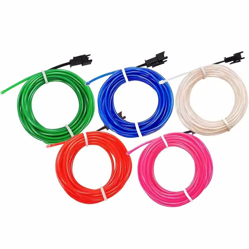 El Wire Blue Interior Car LED Strip Lights 1/3/5M Neon Wire DC12V for Automotive Car Interior Decor Sewing Edge Car LED Strip