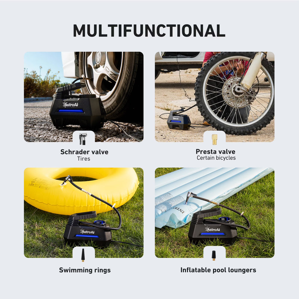 Car Tire Inflator 100 PSI, Electric Tire Compressor, Inflatables Air Car Pump