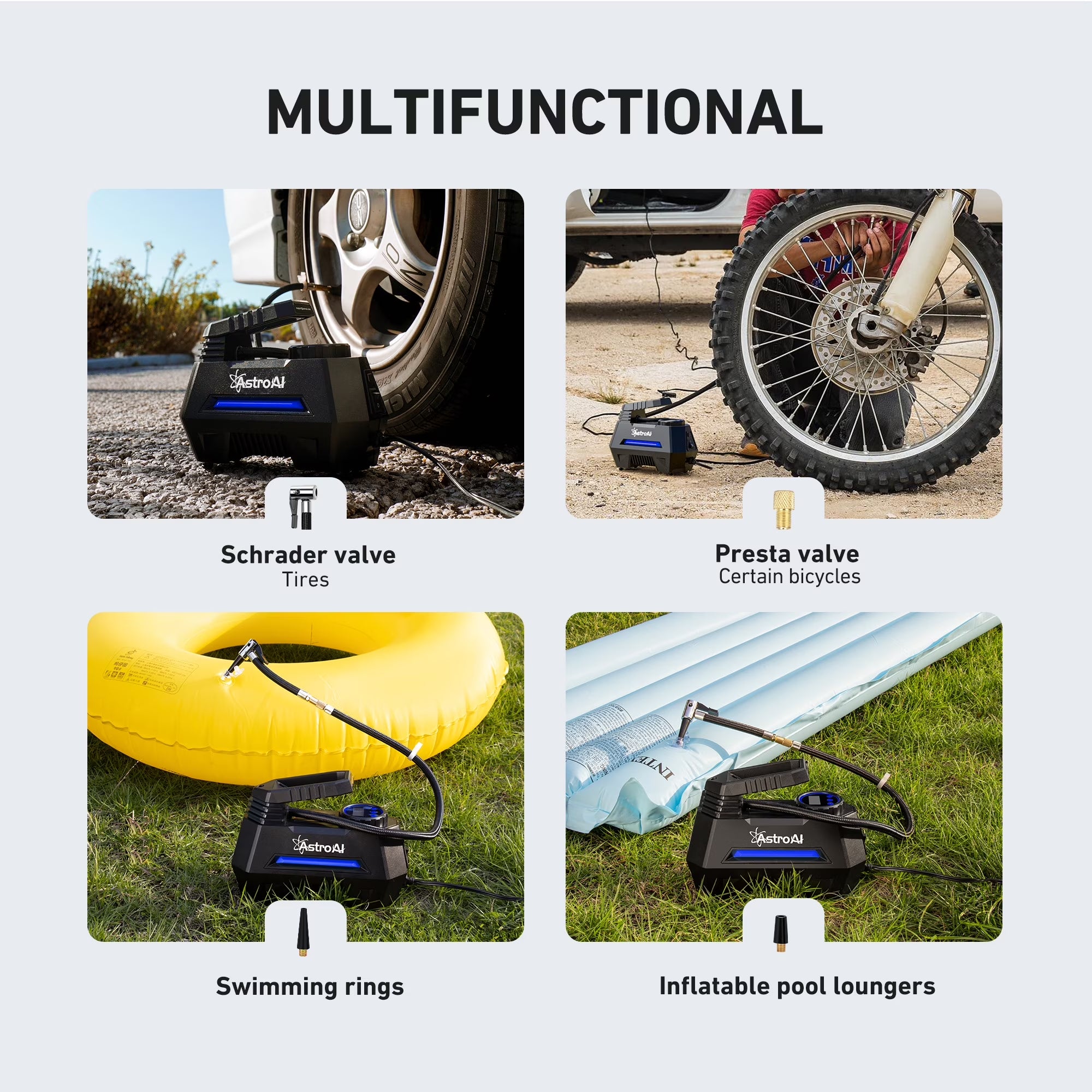 Car Tire Inflator 100 PSI, Electric Tire Compressor, Inflatables Air Car Pump