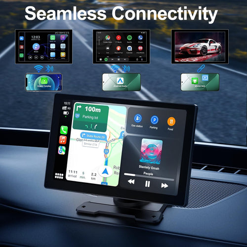9 Inch Wireless Carplay Screen: Portable Car Stereo Compatible with Apple Carplay & Android Auto, Car Play Touch Screen with 4K Dash Cam/1080P Backup Camera/Gps Navigation/Bluetooth/Mirror Link