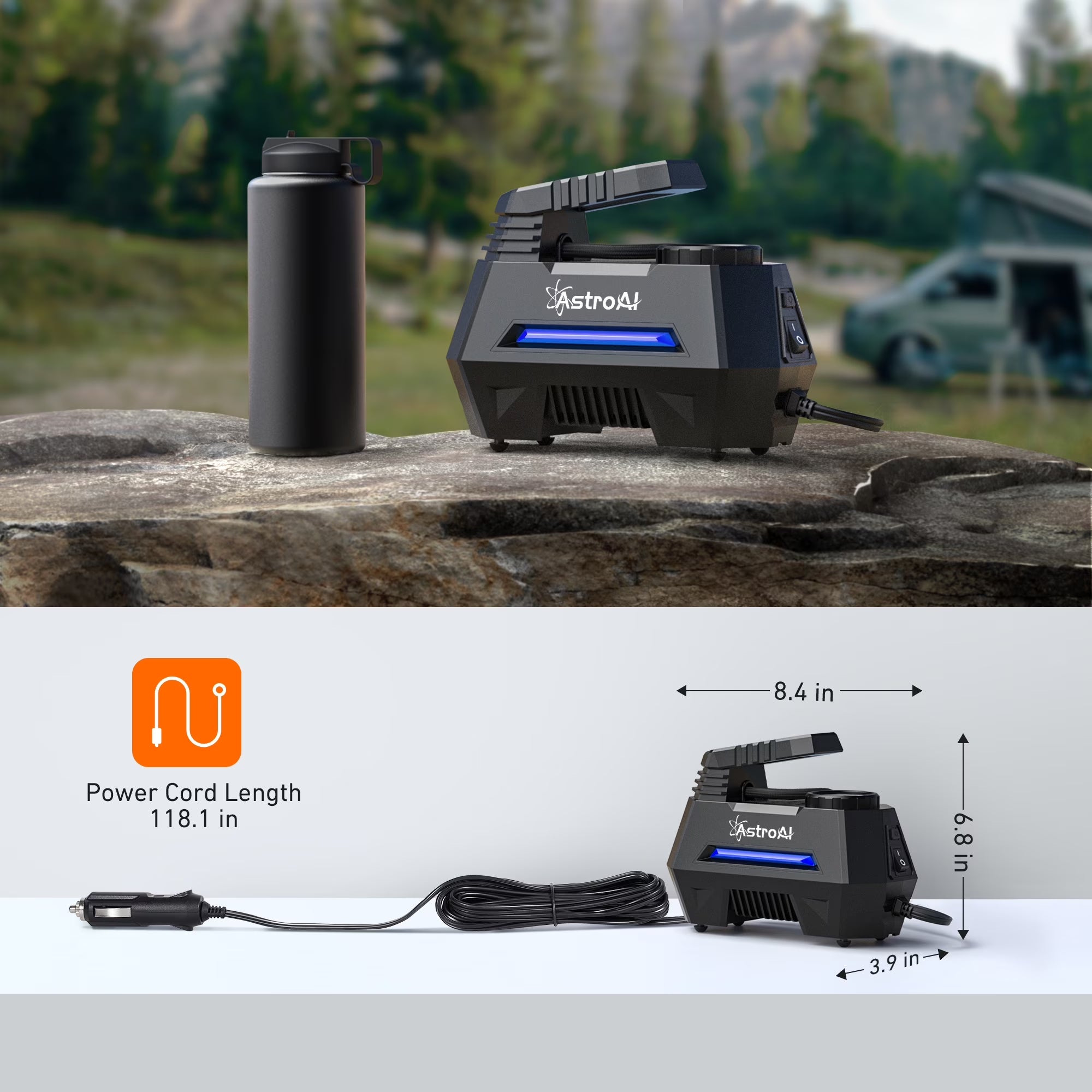Car Tire Inflator 100 PSI, Electric Tire Compressor, Inflatables Air Car Pump