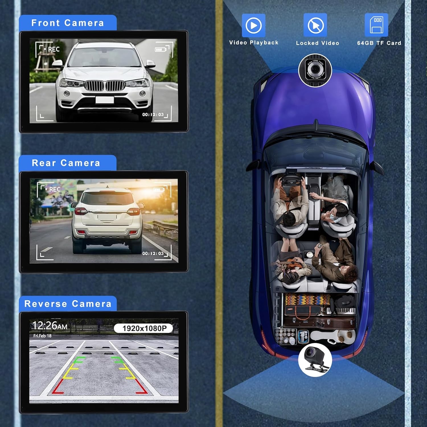 9 Inch Wireless Carplay Screen: Portable Car Stereo Compatible with Apple Carplay & Android Auto, Car Play Touch Screen with 4K Dash Cam/1080P Backup Camera/Gps Navigation/Bluetooth/Mirror Link