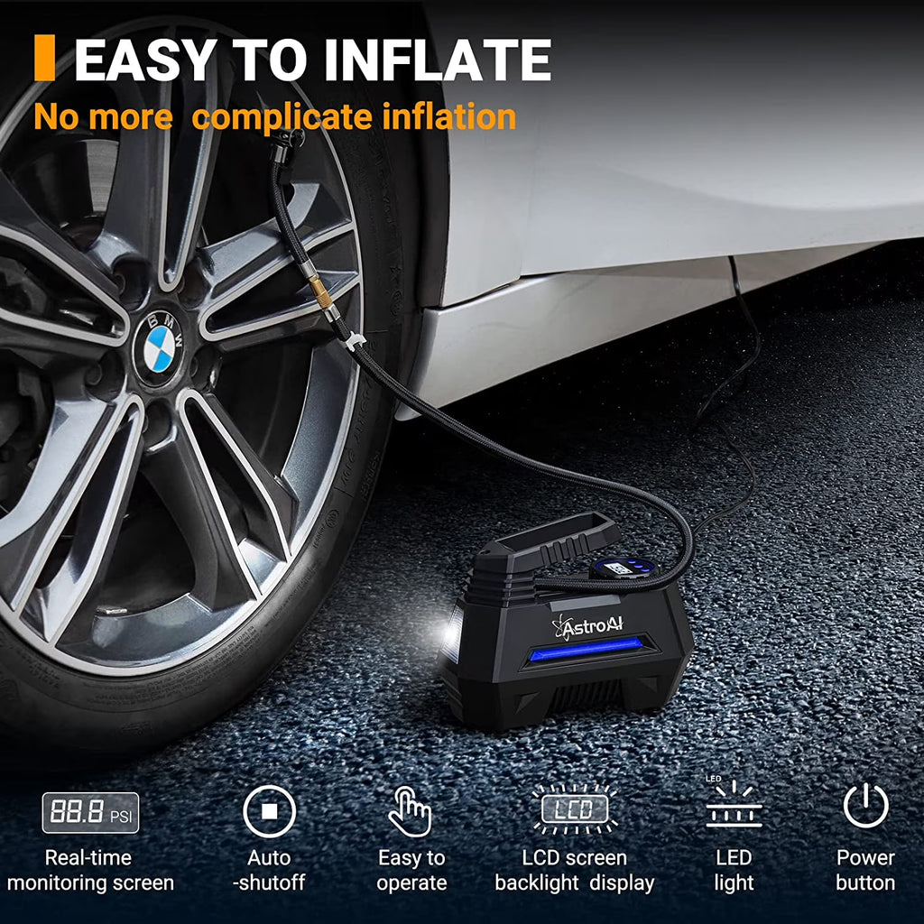 Car Tire Inflator 100 PSI, Electric Tire Compressor, Inflatables Air Car Pump